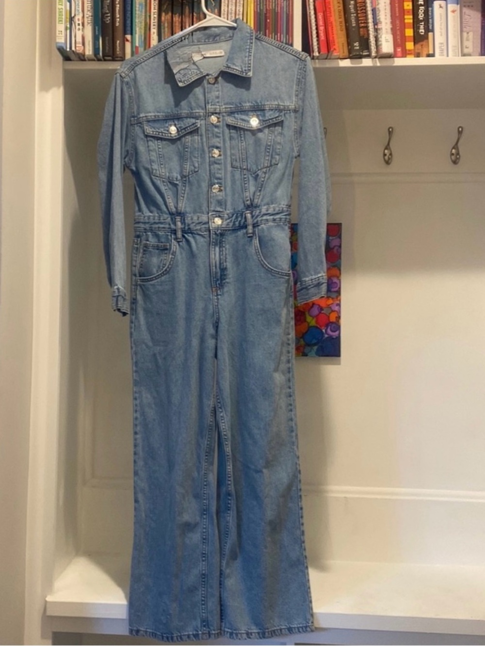 Zara Kids Denim Jumpsuit Wide Leg Blue Jean One Piece Size 10 - Picture 4 of 5